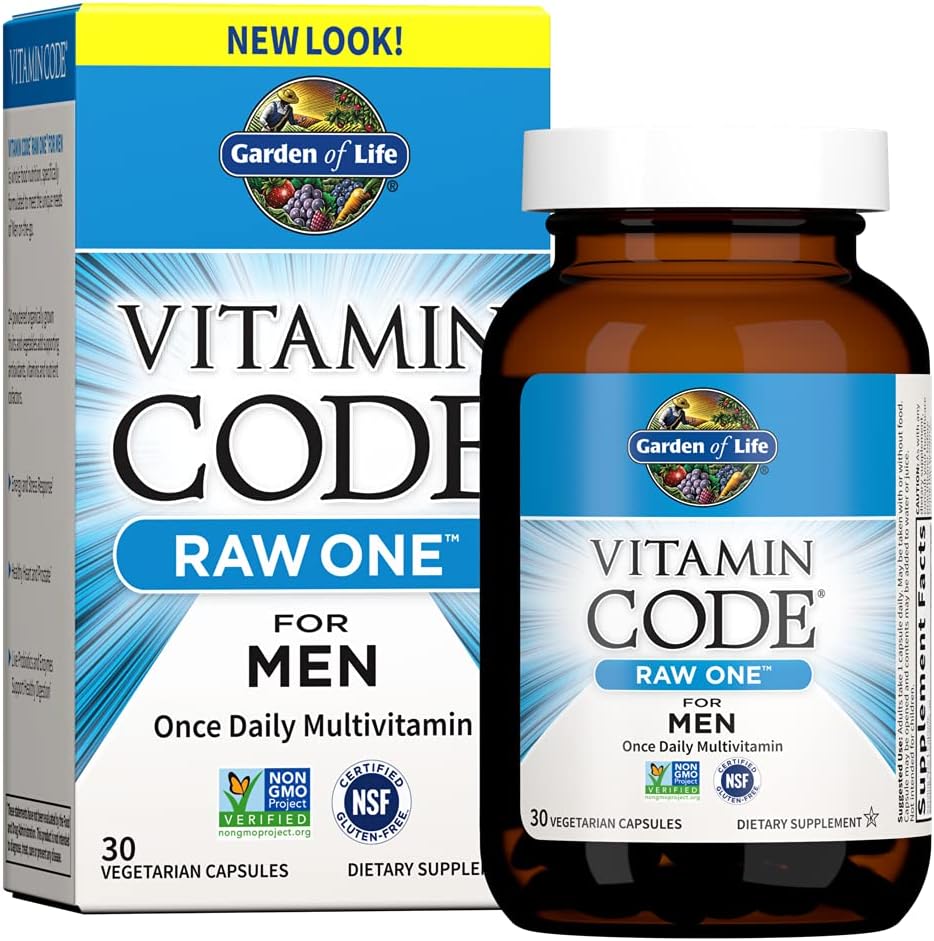 Garden of Life Vitamin Code Raw One for Men - Daily Multivitamin with Fruit, Veggies, & Probiotics - Vegetarian, 30 Capsules