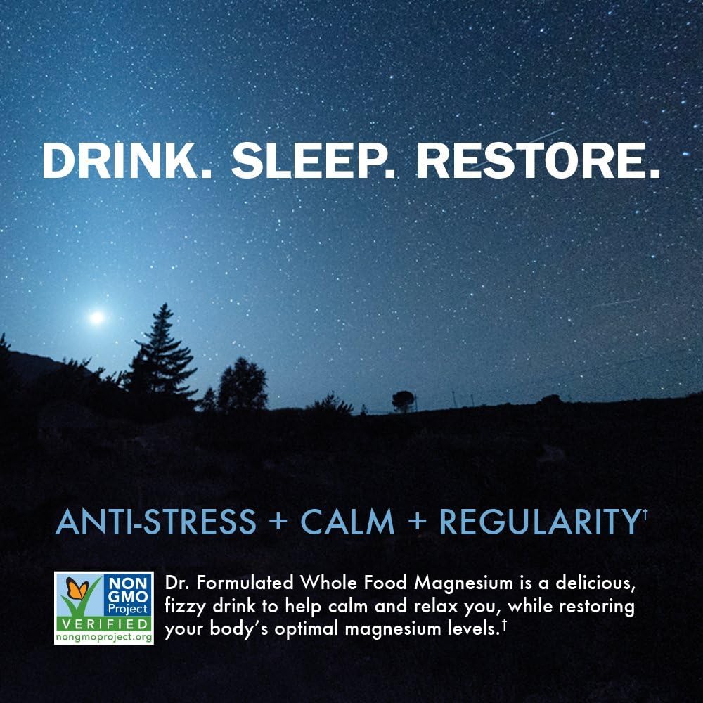 Garden of Life Whole Food Magnesium Powder - Orange Flavor, 40 Servings, Non-GMO, Vegan, Gluten & Sugar Free with Probiotics for Stress Relief & Regularity