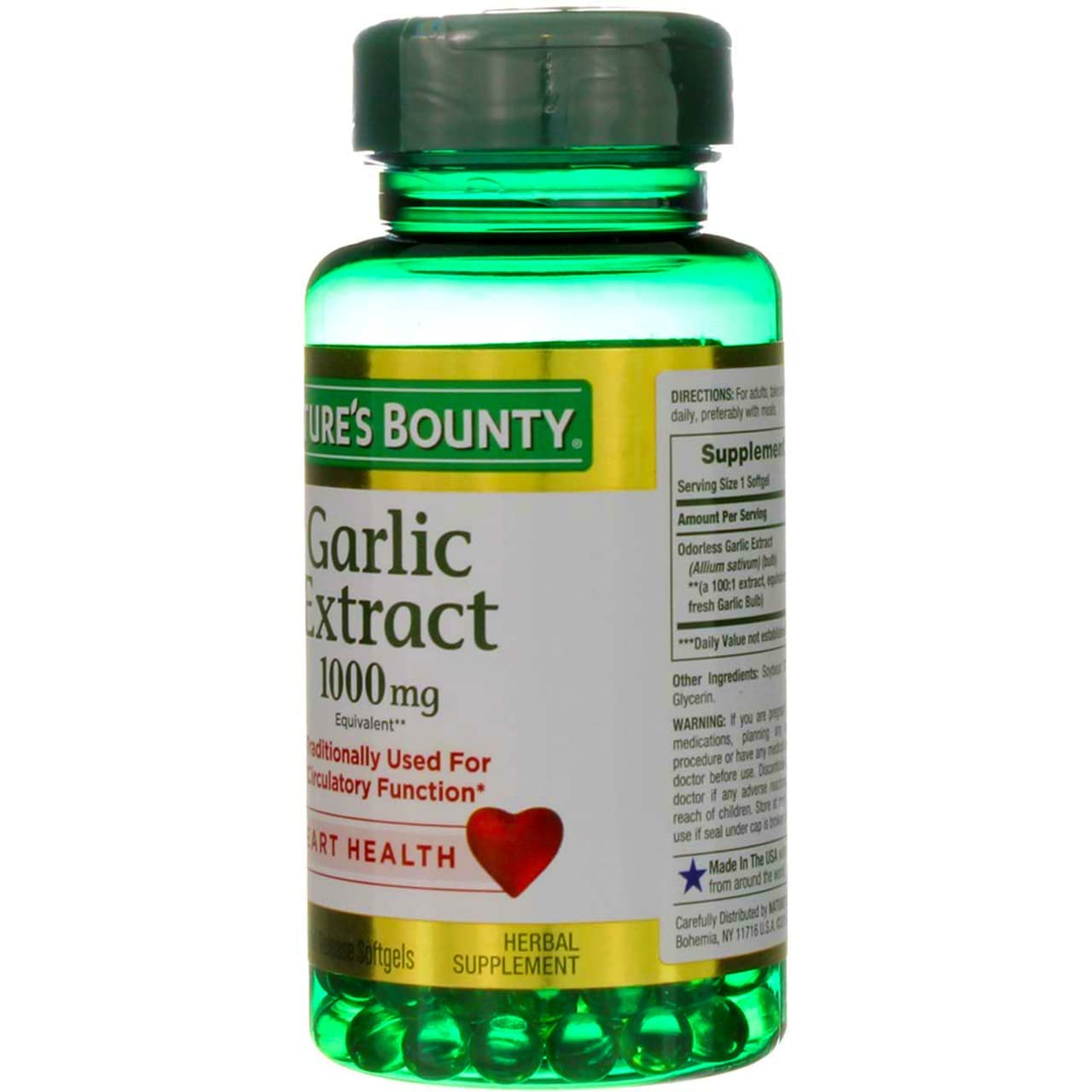 Garlic Extract 1000 mg, 100 Rapid Release Softgels - Pack of 2 - Natural Immune Support Supplement