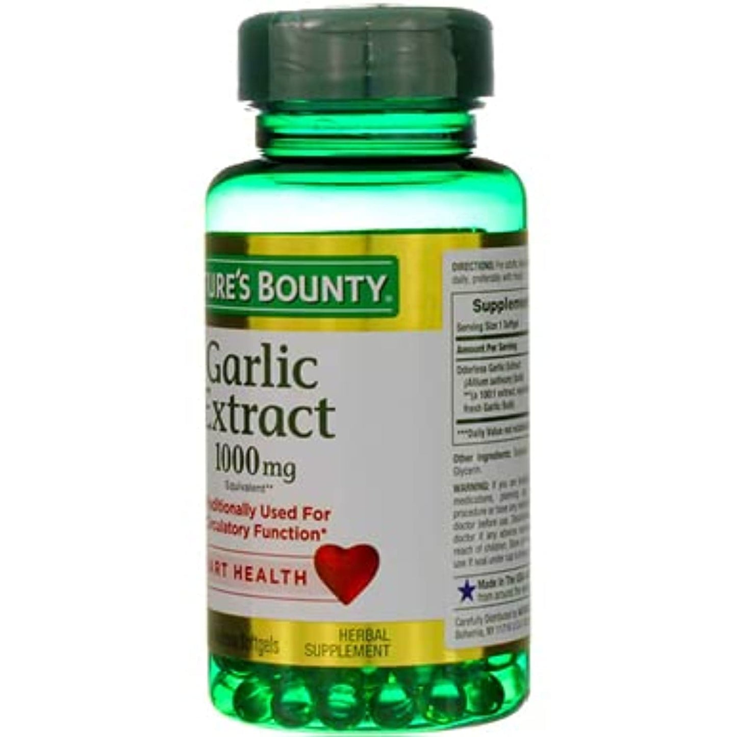 Garlic Extract 1000 mg, 100 Rapid Release Softgels - Pack of 2 - Natural Immune Support Supplement