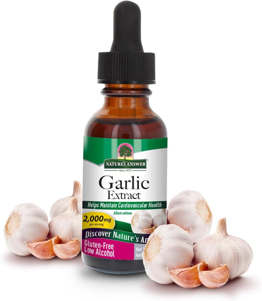 Garlic Extract 1oz for Overall Well-Being | Low Organic Alcohol | Gluten-Free, Non-GMO, Kosher | Single Count