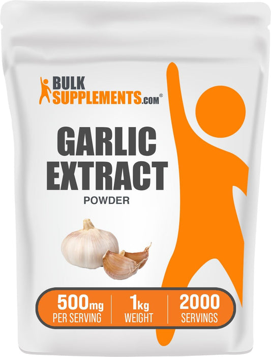 Garlic Extract Powder - Allium Sativum Supplement, Herbal Gluten-Free Powder, 500mg per Serving, 1kg (2.2 lbs) - Bulk Size