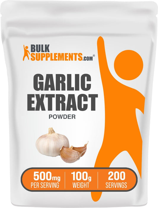 Garlic Extract Powder Supplement - Allium Sativum, Herbal & Gluten-Free - 500mg per Serving, 100g (3.5 oz) - Pack of 1