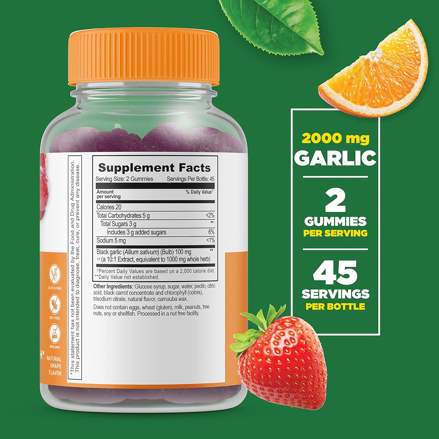 Garlic Gummies for Cardiovascular Health Support | 90 Gummies for Adults | Delicious Garlic Supplement Gummies | Lifeable Garlic Extract