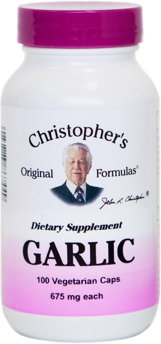 Garlic Supplement Capsules by Dr. Christopher - 100 Vegetarian Capsules