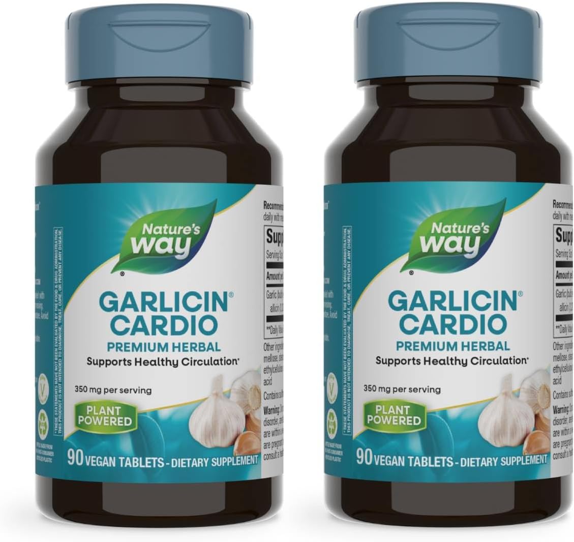 Garlicin Cardio Premium Herbal Supplement for Healthy Circulation - 90 Tablets, 350mg