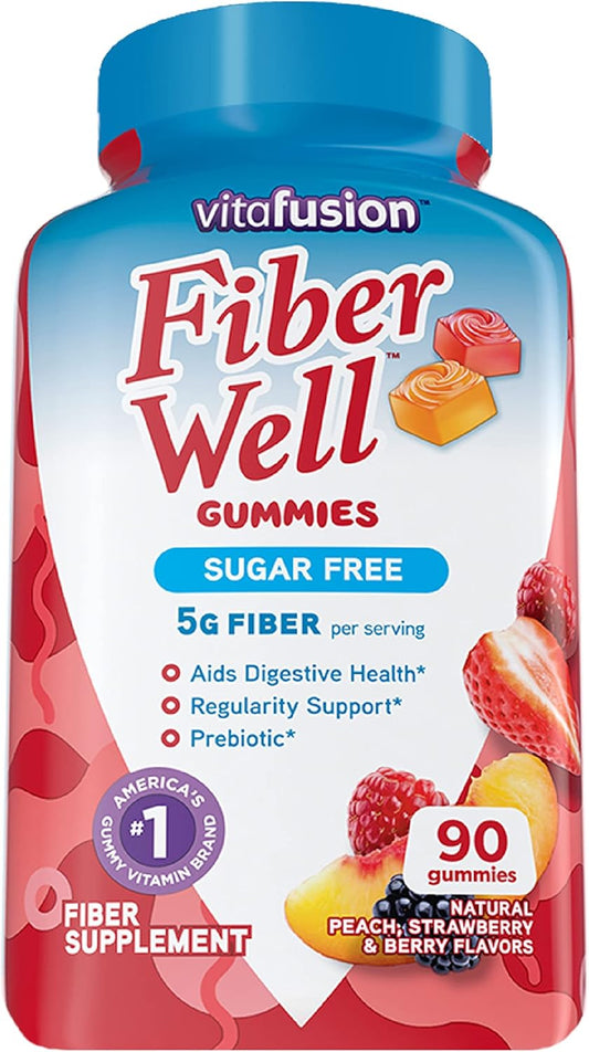 Garlique Garlic Extract Cardiovascular Supplement with Vitafusion Sugar Free Fiber Gummies - 90 Count Bottle