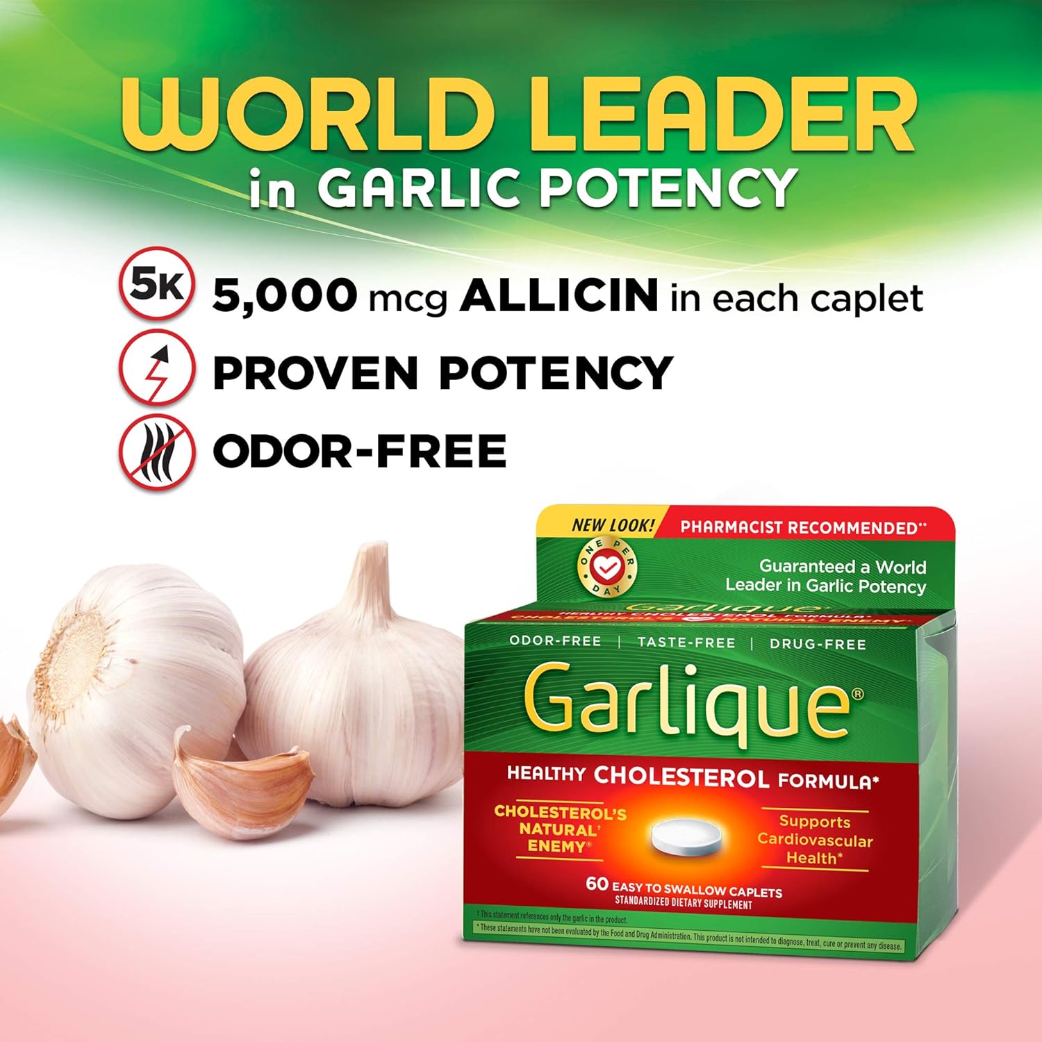 Garlique Garlic Extract Cardiovascular Supplement with Vitafusion Sugar Free Fiber Gummies - 90 Count Bottle