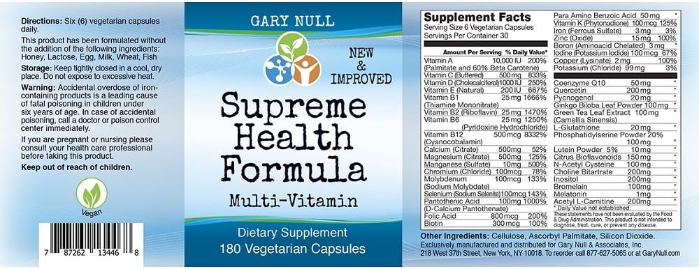 Gary Null Ultimate Health Formula - 180 Vegetarian Capsules, Enhanced Formula
