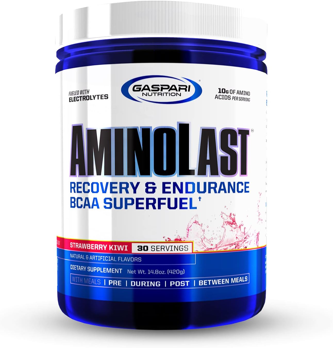 Gaspari Nutrition Aminolast BCAA Superfuel for Recovery and Endurance, Kiwi Strawberry Flavor - 30 Servings