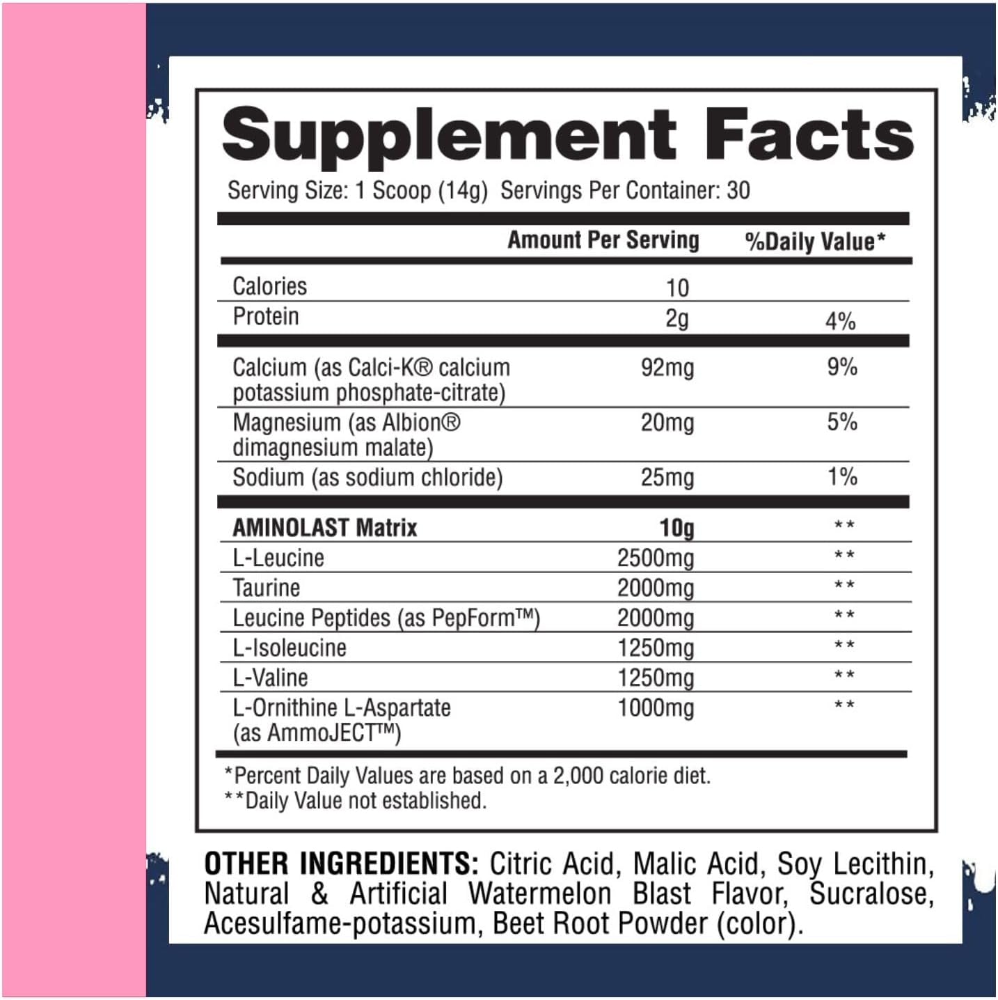 Gaspari Nutrition Aminolast Watermelon Blast BCAA Superfuel with Electrolytes - 30 Servings for Recovery and Endurance