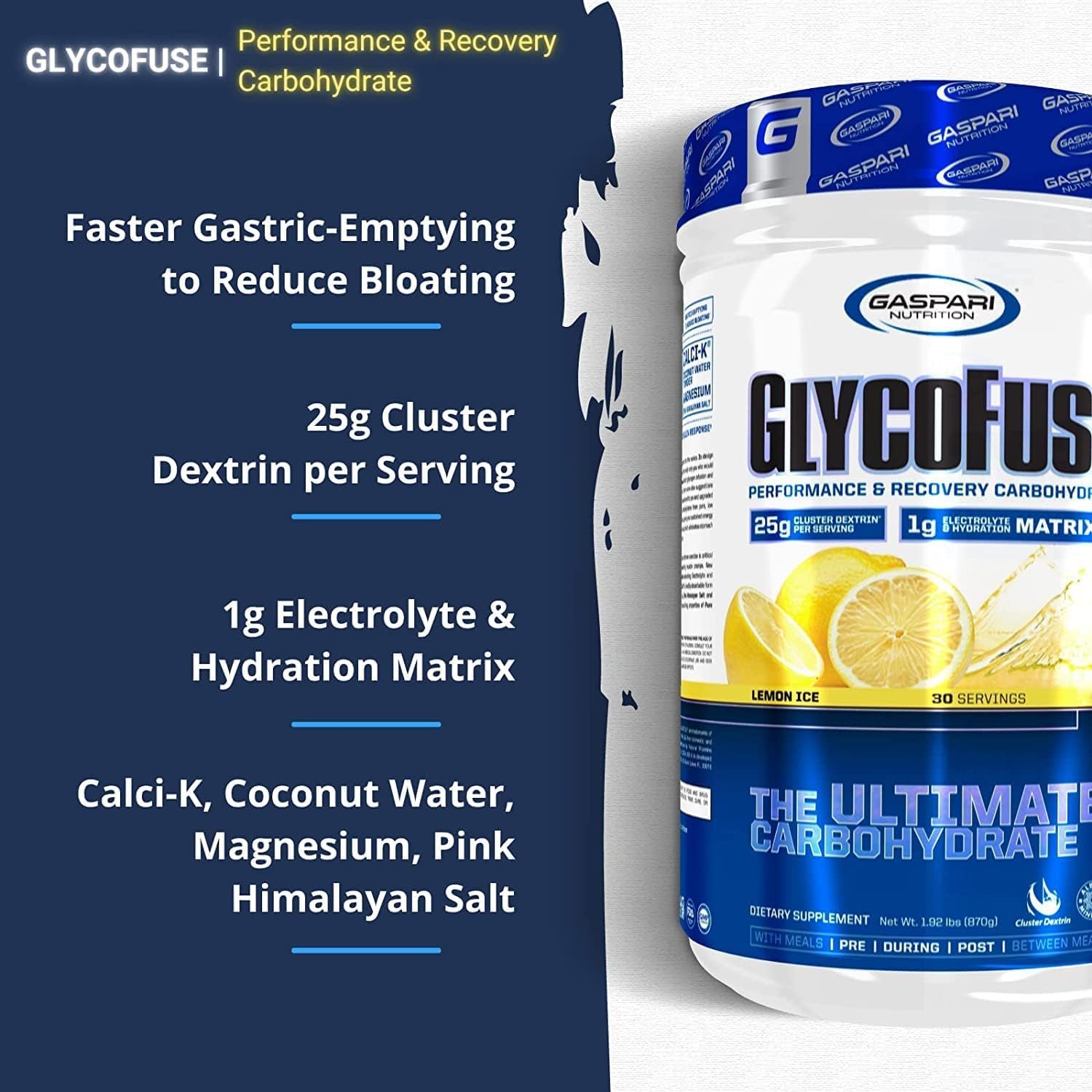 Gaspari Nutrition Glycofuse: High Performance Recovery Carbohydrate Supplement with Cluster Dextrin and Electrolytes (30 Servings, Unflavored)