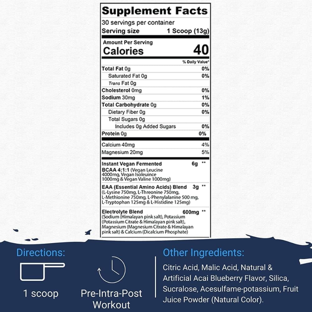 Gaspari Nutrition Proven EAAs - Vegan Fermented Electrolyte Recovery Blend (Blueberry Acai, 30 Servings)