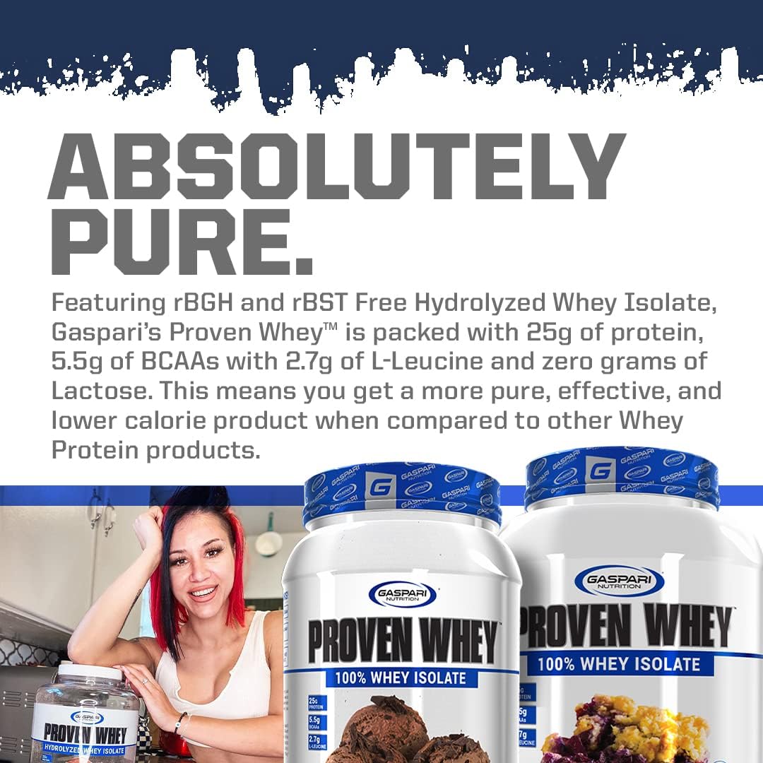 Gaspari Nutrition Proven Whey Neapolitan Ice Cream Flavor - 100% Hydrolyzed Whey Isolate, High Protein, Lactose Free, Low Carb & Sugar - 4lb