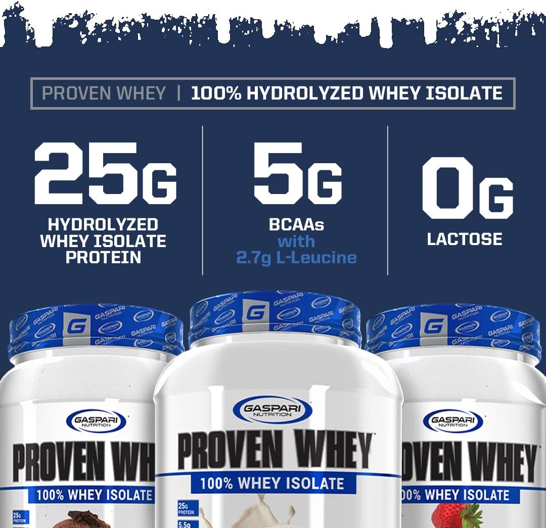 Gaspari Nutrition Proven Whey Neapolitan Ice Cream Flavor - 100% Hydrolyzed Whey Isolate, High Protein, Lactose Free, Low Carb & Sugar - 4lb