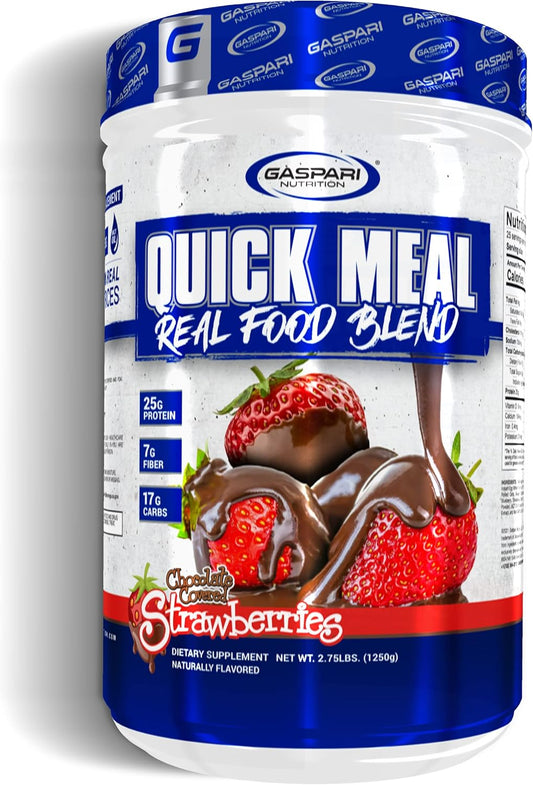 Gaspari Nutrition Quick Meal: Total Meal Replacement Protein Shake with Beef, Egg White, and Greek Yogurt Protein (2.75 lbs, Chocolate Covered Strawberries)