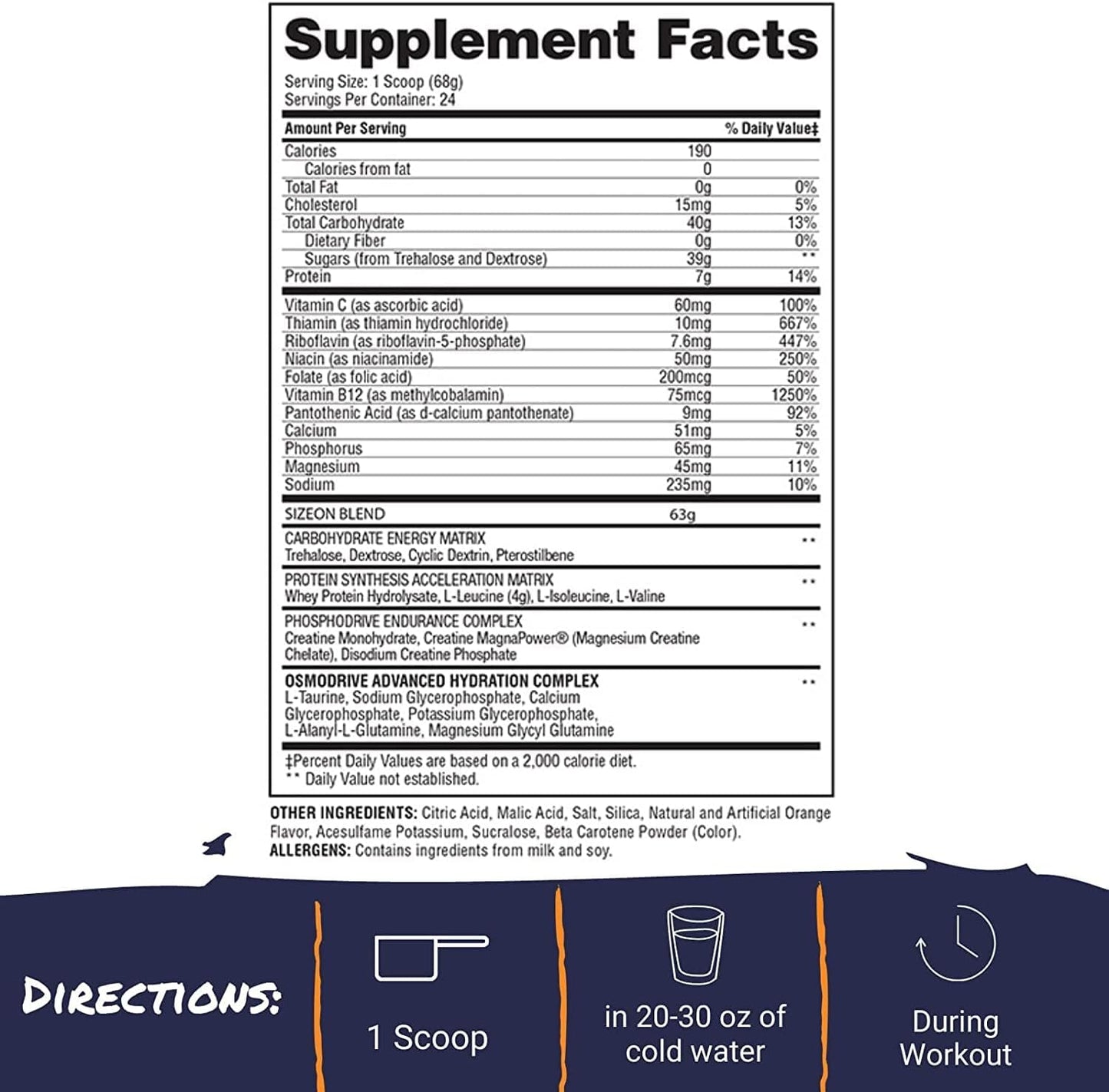 Gaspari Nutrition SizeOn: Ultimate Intra-Workout Amino Acid & Creatine Formula for Muscle Growth & Recovery - Orange Cooler, 3.59 lb