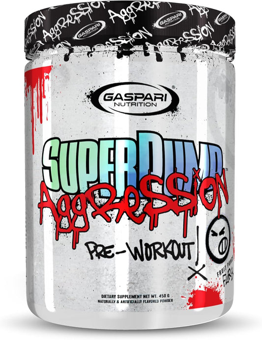 Gaspari Nutrition SuperPump Aggression Pre-Workout: Boost Energy, Focus, and Endurance with Creatine and Caffeine - Fruit Punch Fury (25 Servings)