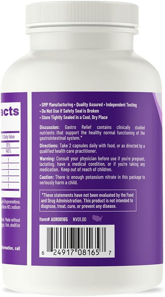 Gastro Relief Supplement with Mastic Gum and Vitamin C - Vegan Capsules for Gastro Health by AOR Advanced Orthomolecular Research, 60ct