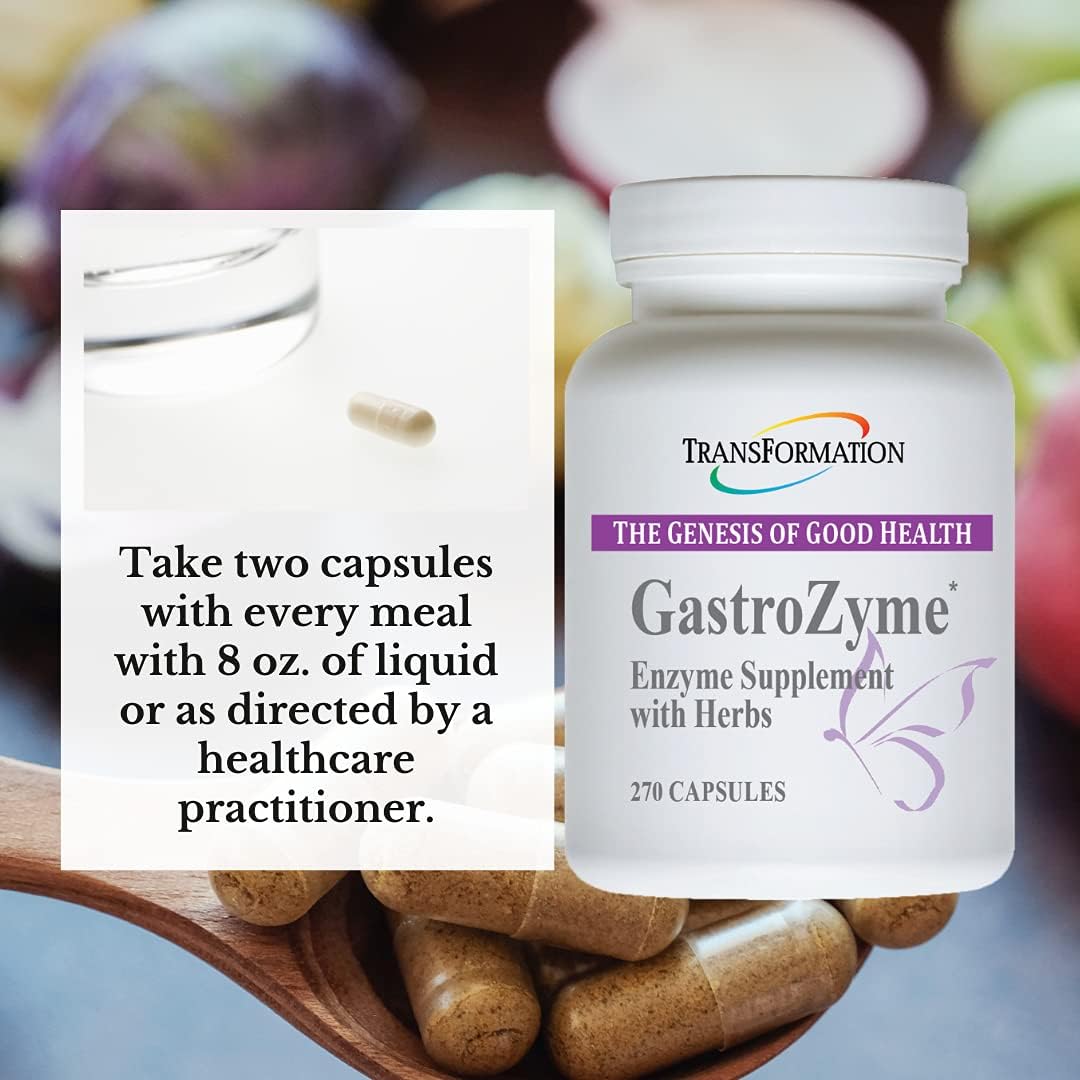 GastroZyme Supplement with Enzymes, Papaya Leaf, and Rhodiola Rosea for Digestive Health - 270 Capsules