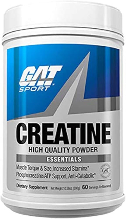 GAT SPORT Creatine Monohydrate Powder for Strength, Brain Health, and Endurance - Unflavored (60 Servings)