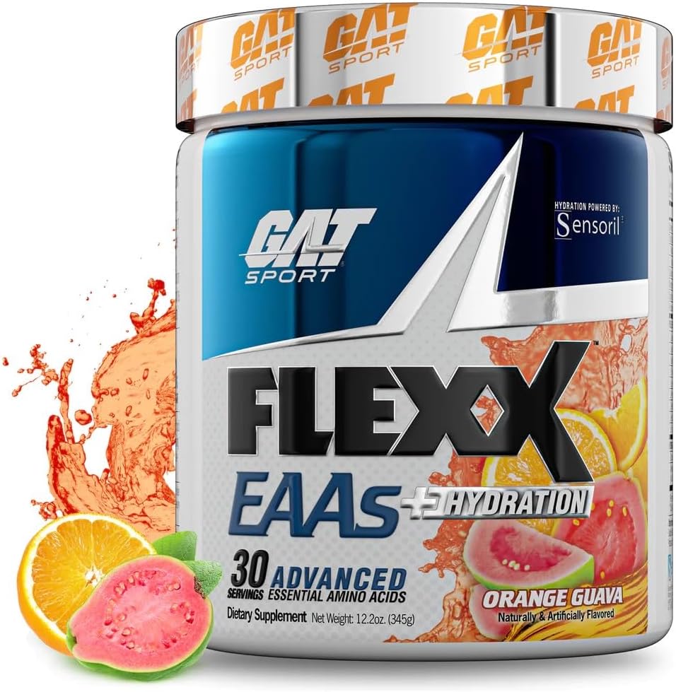 GAT SPORT Flexx EAAs + Hydration, Orange Guava Flavor, 30 Servings, Advanced Amino Acids Supplement