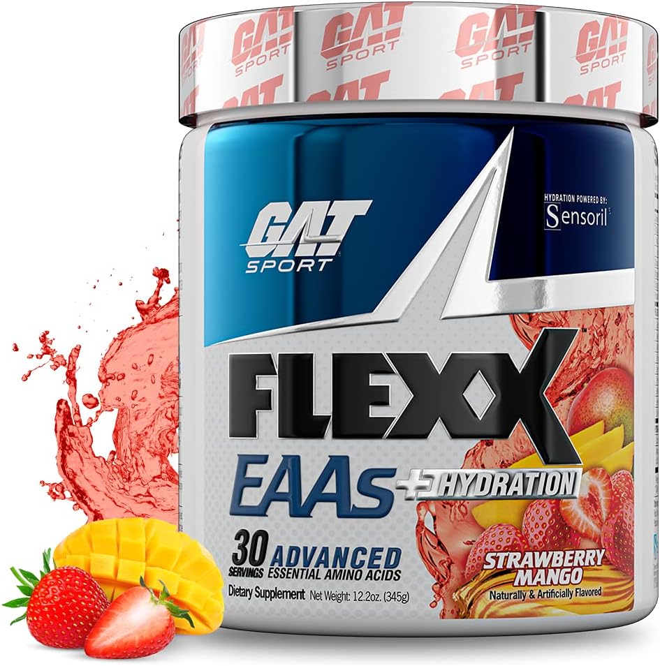 GAT SPORT Flexx EAAs + Hydration Strawberry Mango - 30 Servings - Advanced Essential Amino Acids