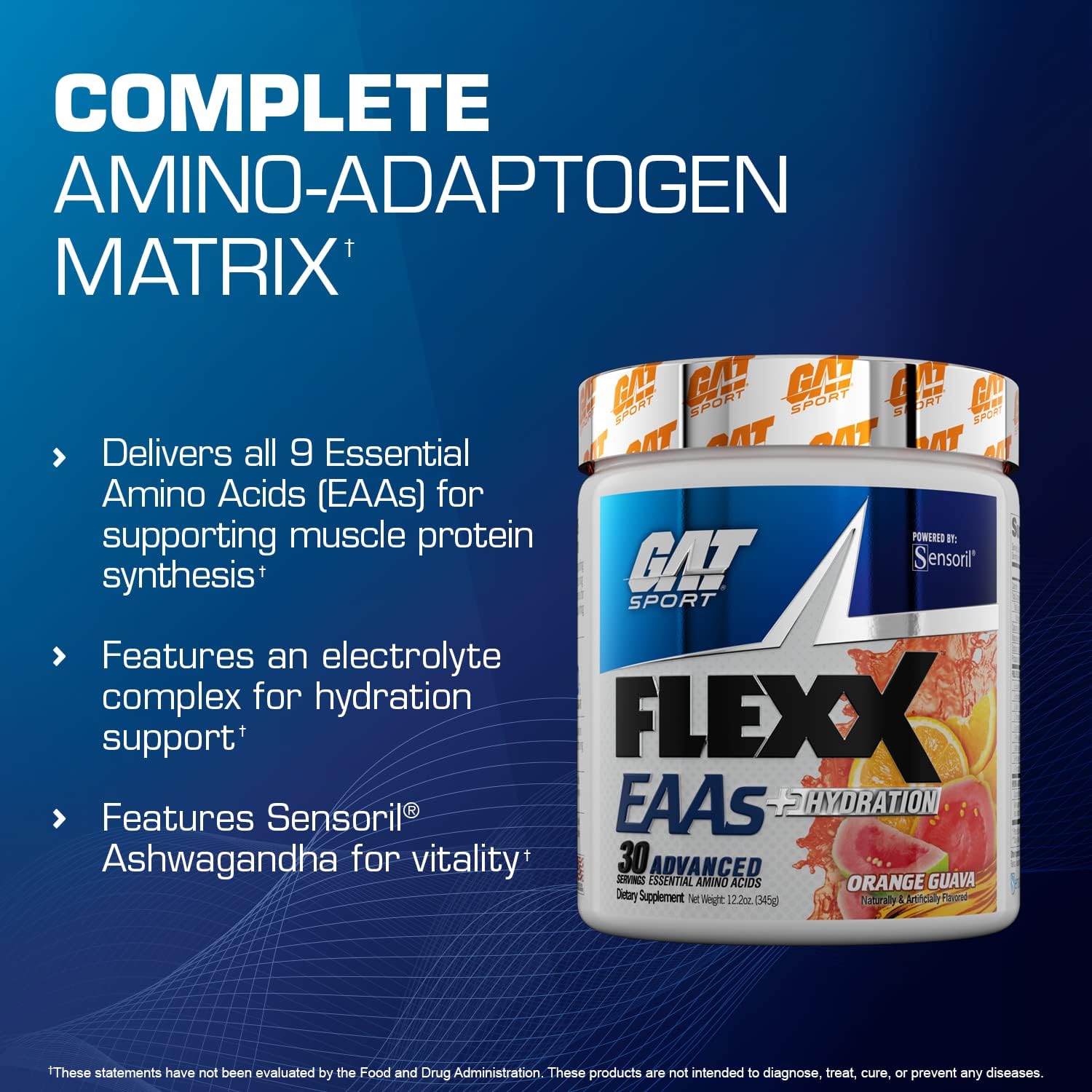 GAT SPORT Flexx EAAs + Hydration Strawberry Mango - 30 Servings - Advanced Essential Amino Acids