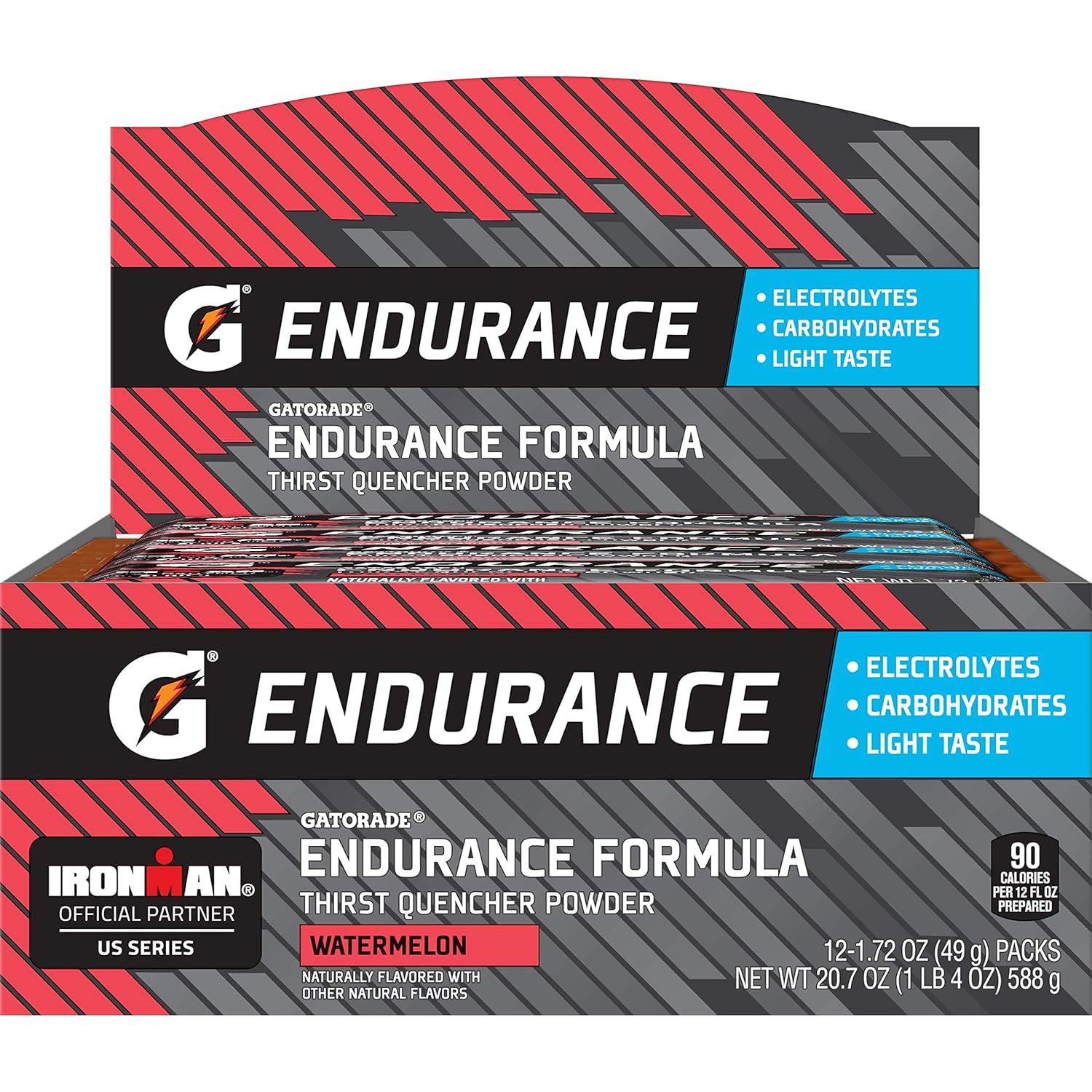 Gatorade Endurance Watermelon Electrolyte Powder, 1.72 oz Pack of 12 - Hydration Drink Mix