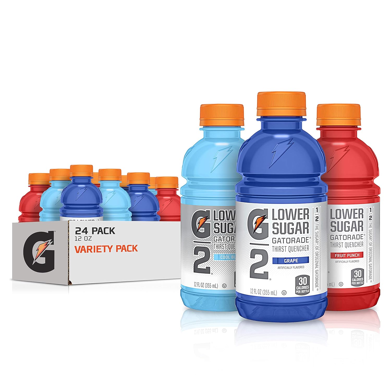 Gatorade G2 Thirst Quencher Variety Pack, 3 Flavors, 12 Fl Oz (24 Pack)