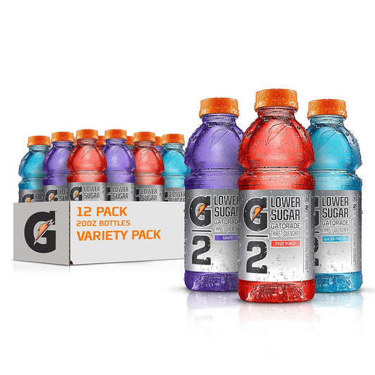 Gatorade G2 Variety Pack Sports Drink, 20oz Bottles, 12 Pack, Electrolyte-Infused for Rehydration