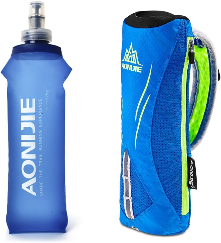 Geila 17 oz Handheld Water Bottle with Hand Strap for Running - Sport Soft Flask Hydration Pack
