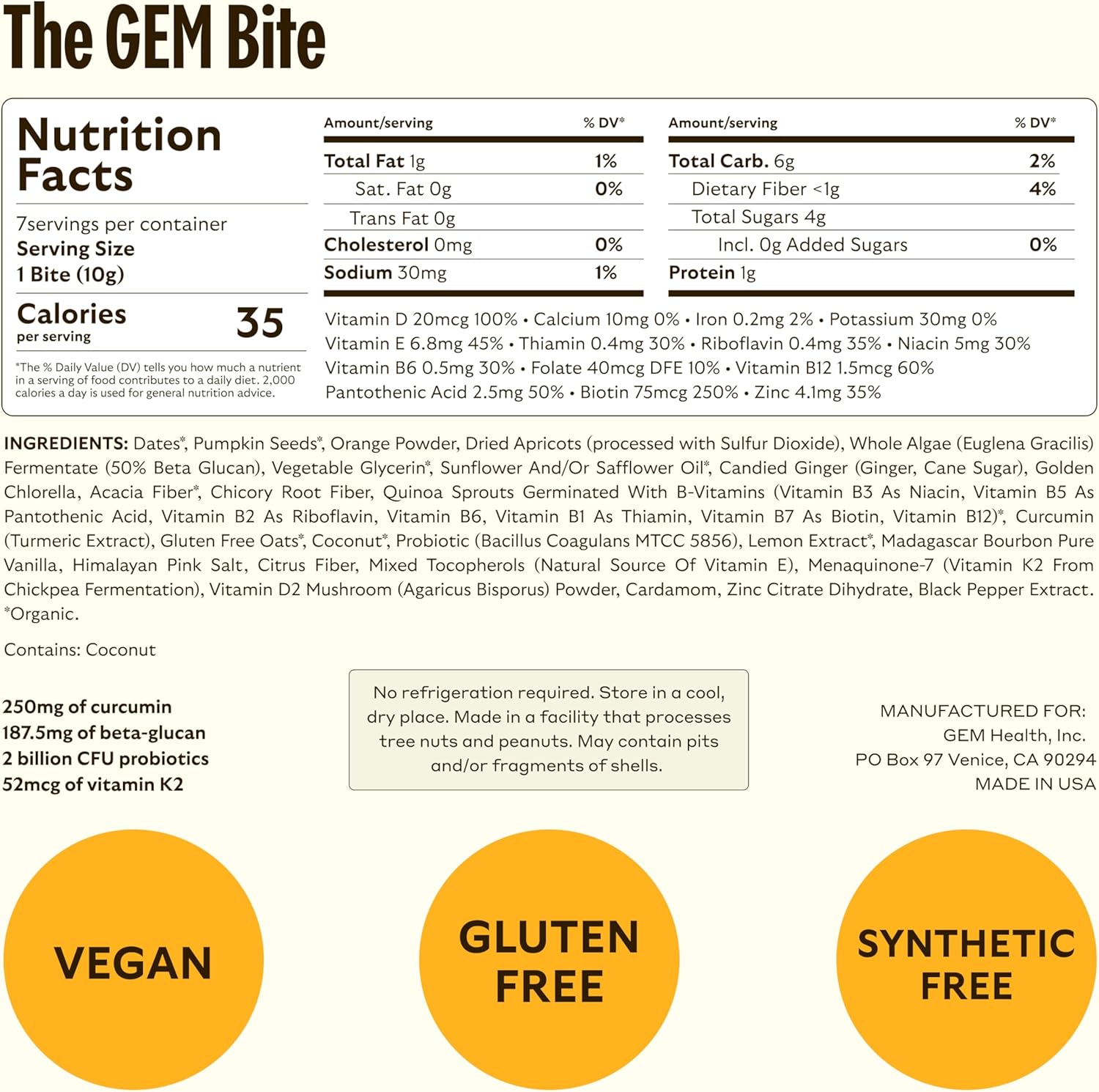 GEM Daily Multivitamin for Women & Men - Supports Gut, Skin, Brain, Bone & Immunity - 20+ Vitamins & Minerals with Zinc, Vitamin D, Folic Acid, Turmeric - Citrus Ginger Flavor, 7 Servings