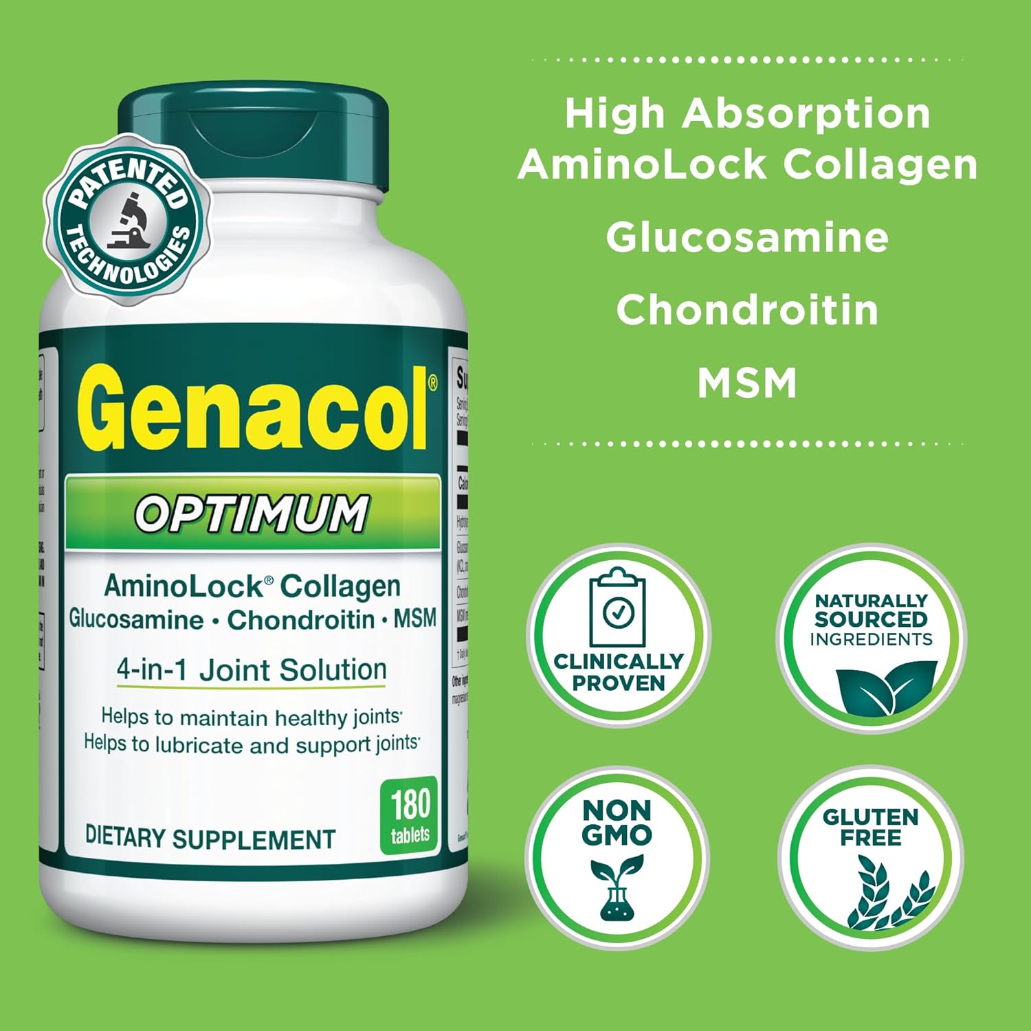 Genacol Optimum Joint Health Supplement with Glucosamine, Chondroitin, MSM & Collagen, 180 Tablets - BoostGo Australia