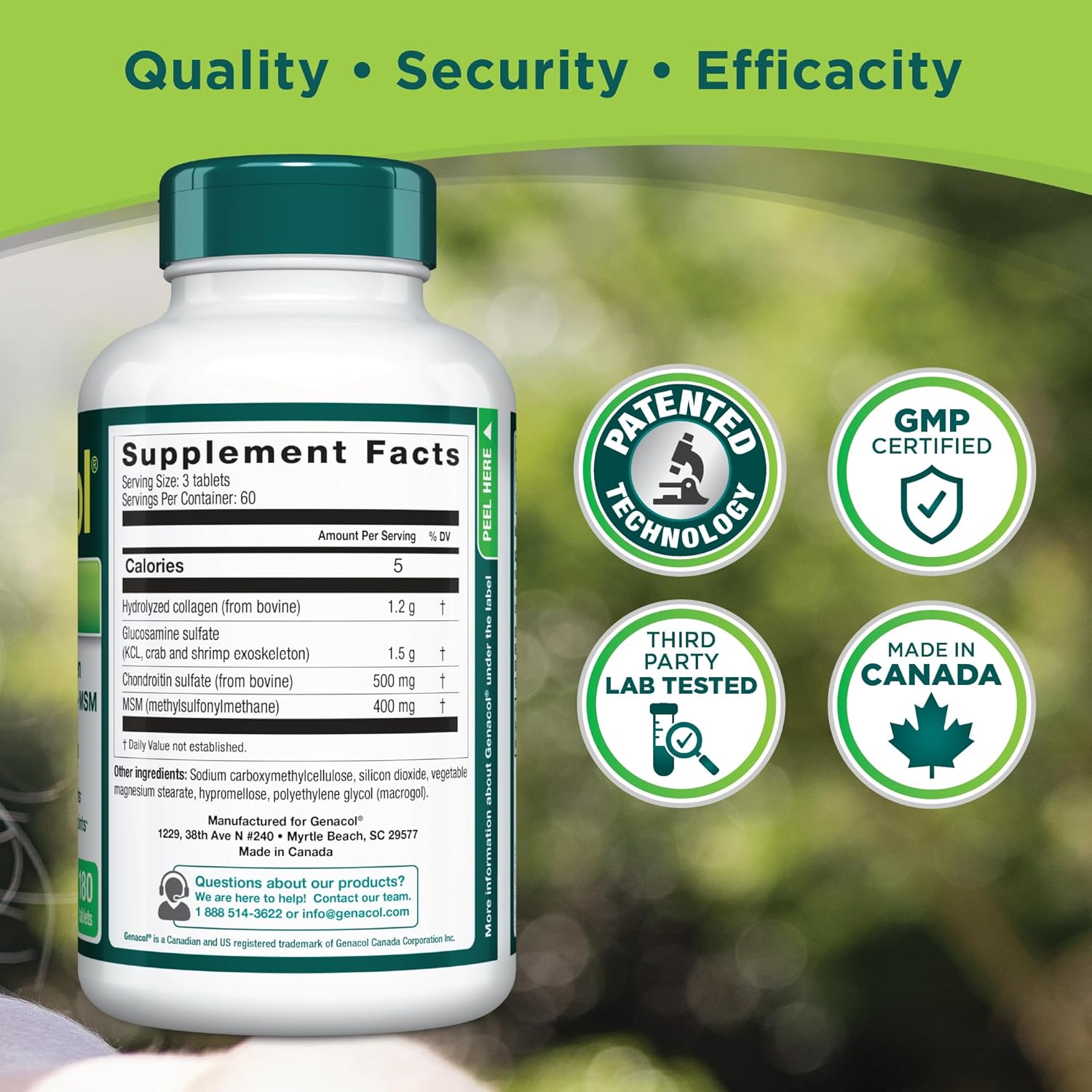 Genacol Optimum Joint Health Supplement with Glucosamine, Chondroitin, MSM & Collagen, 180 Tablets - BoostGo Australia