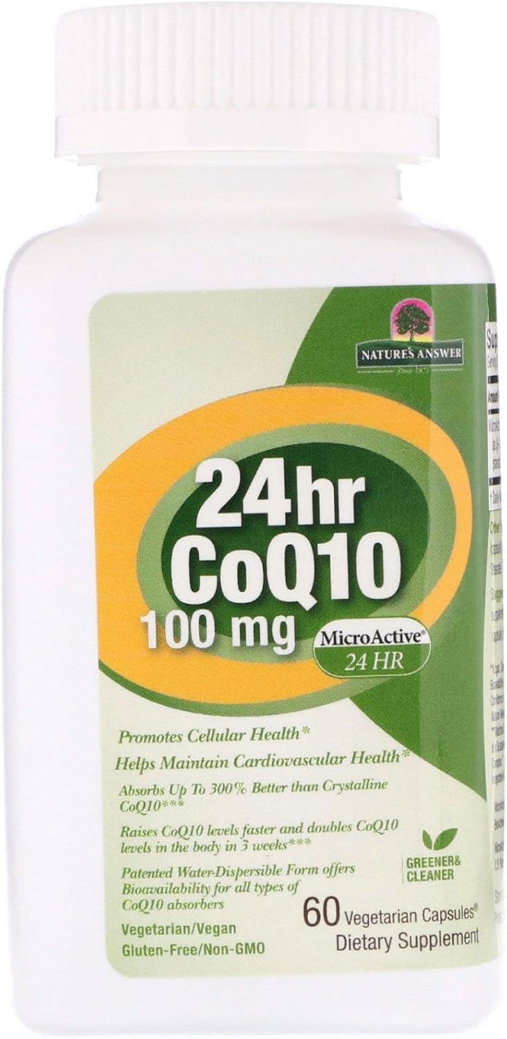Genceutic Naturals CoQ10 24 Hour Time-Release Formula 100mg Vegan Capsules for Heart Health Support