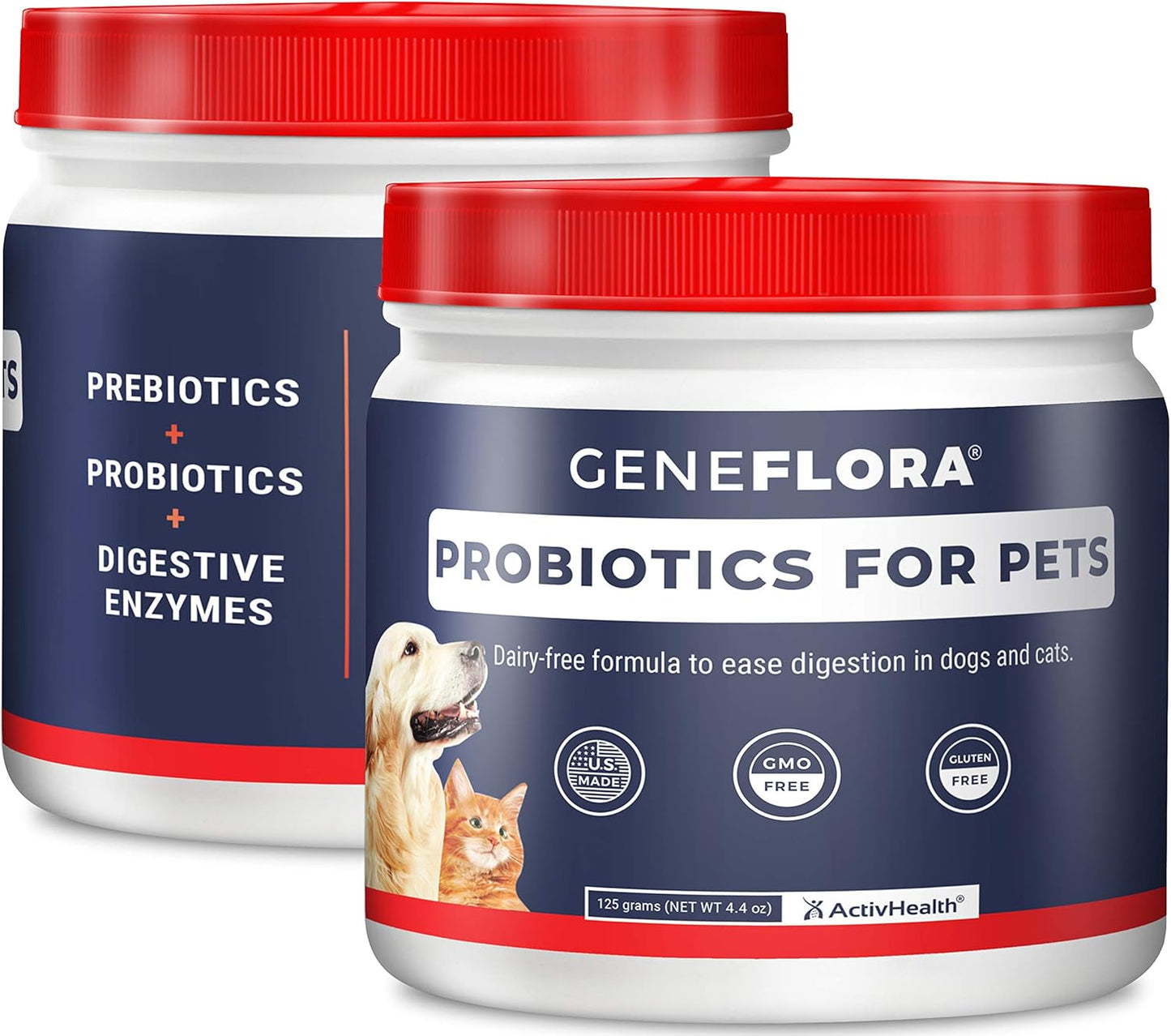 Geneflora for Pets ActivHealth Digestive Enzymes and Probiotic, 125mg, 240 Servings, Pack of 2