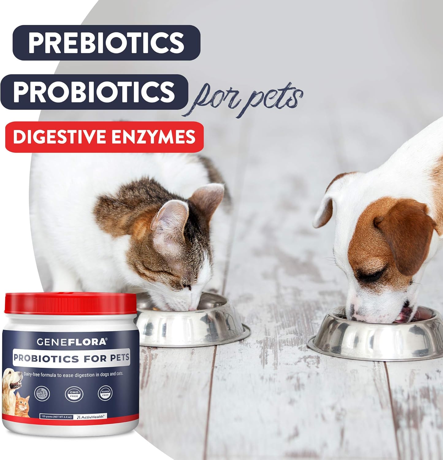 Geneflora for Pets ActivHealth Digestive Enzymes and Probiotic, 125mg, 240 Servings, Pack of 2