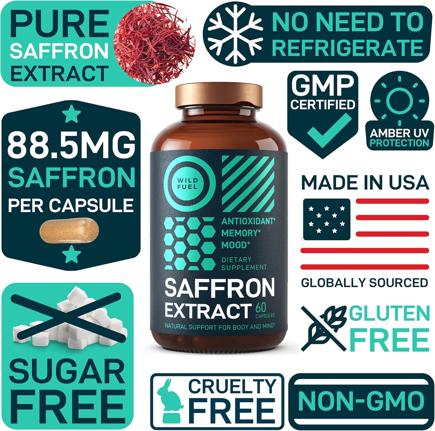 General Wellness Bundle: Liquid Chlorophyll and Saffron Capsules by WILD FUEL