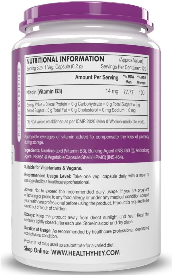 Generic Nutrition Niacin Vitamin B3 120 Veg. Capsules