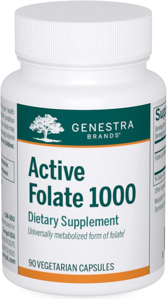 Genestra Brands Active Folate 1000 - High Potency Folate Supplement with Metafolin - 90 Capsules