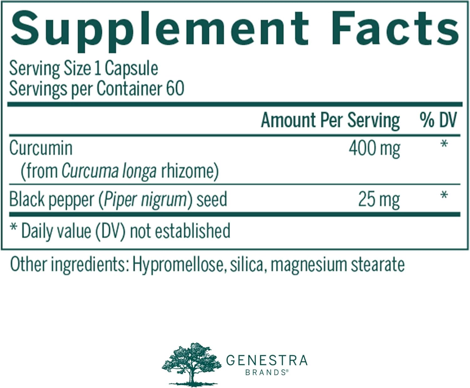 Genestra Brands Curcumin Complex Capsules with Black Pepper - 60 Supplement Capsules