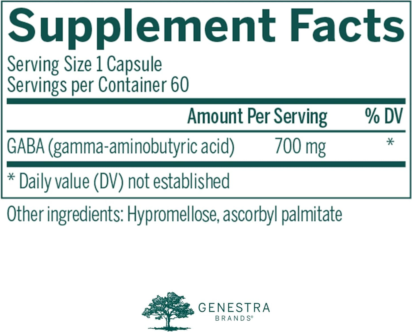 Genestra Brands GABA 700 Capsules - High-Potency Gamma-Aminobutyric Acid Supplement