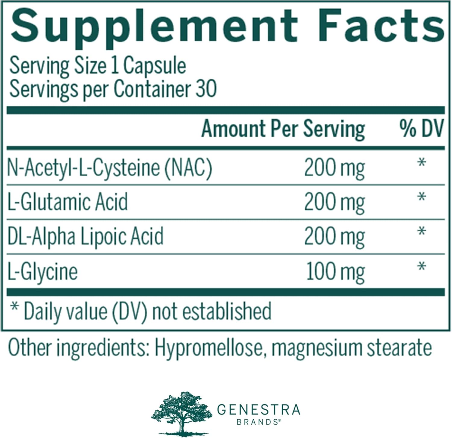 Genestra Brands Glutathione Precursors Capsules - Antioxidant Support Supplement - 30 Count
