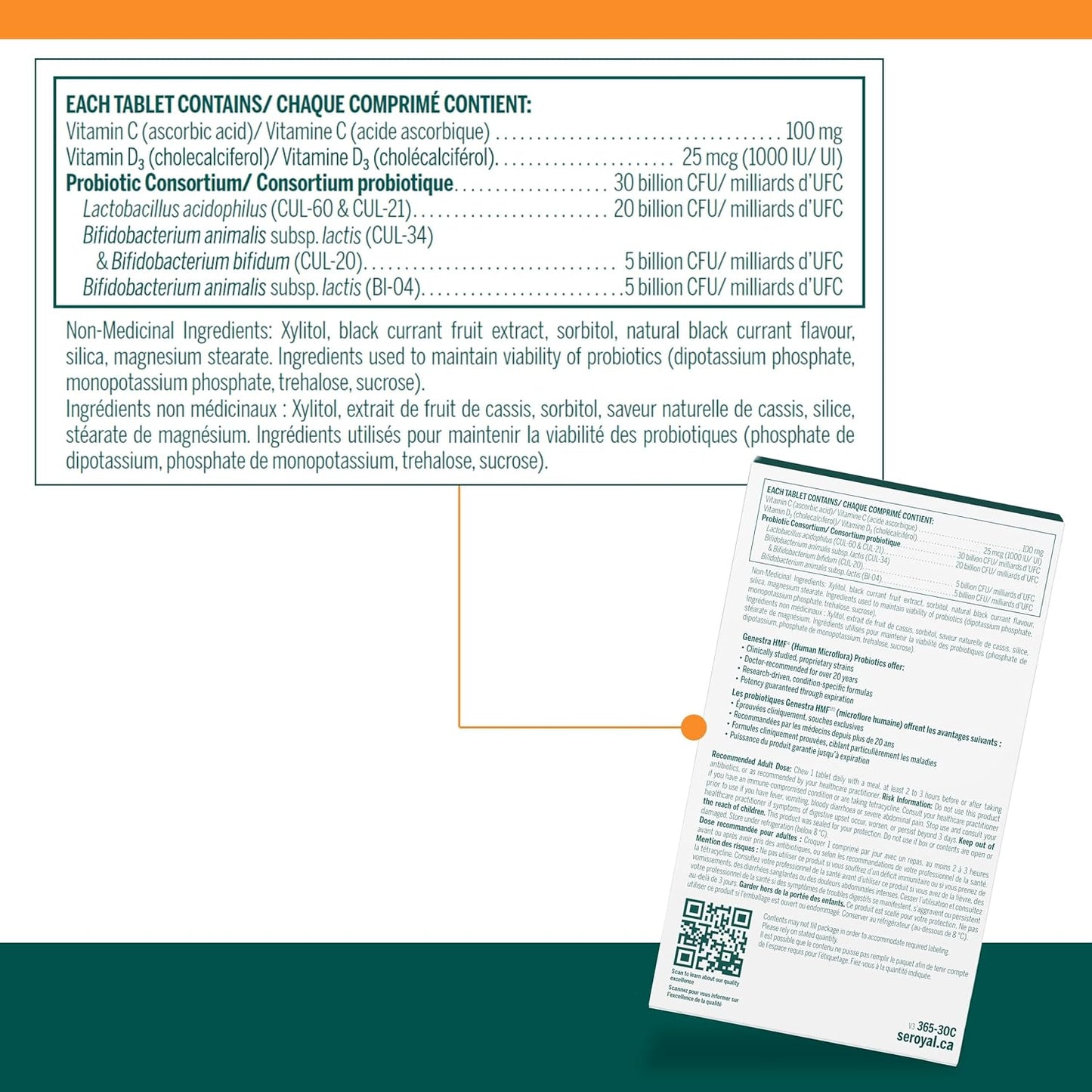 Genestra Brands HMF Immune Chewable Tablets - Probiotic Supplement with Natural Black Currant Flavor - 30 Tablets