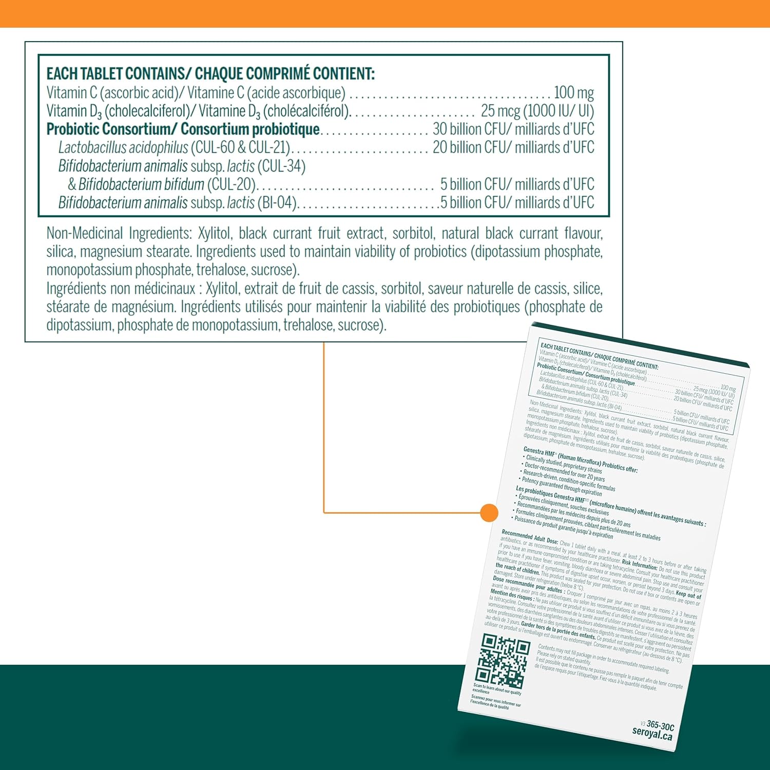 Genestra Brands HMF Immune Chewable Tablets - Probiotic Supplement with Natural Black Currant Flavor - 30 Tablets