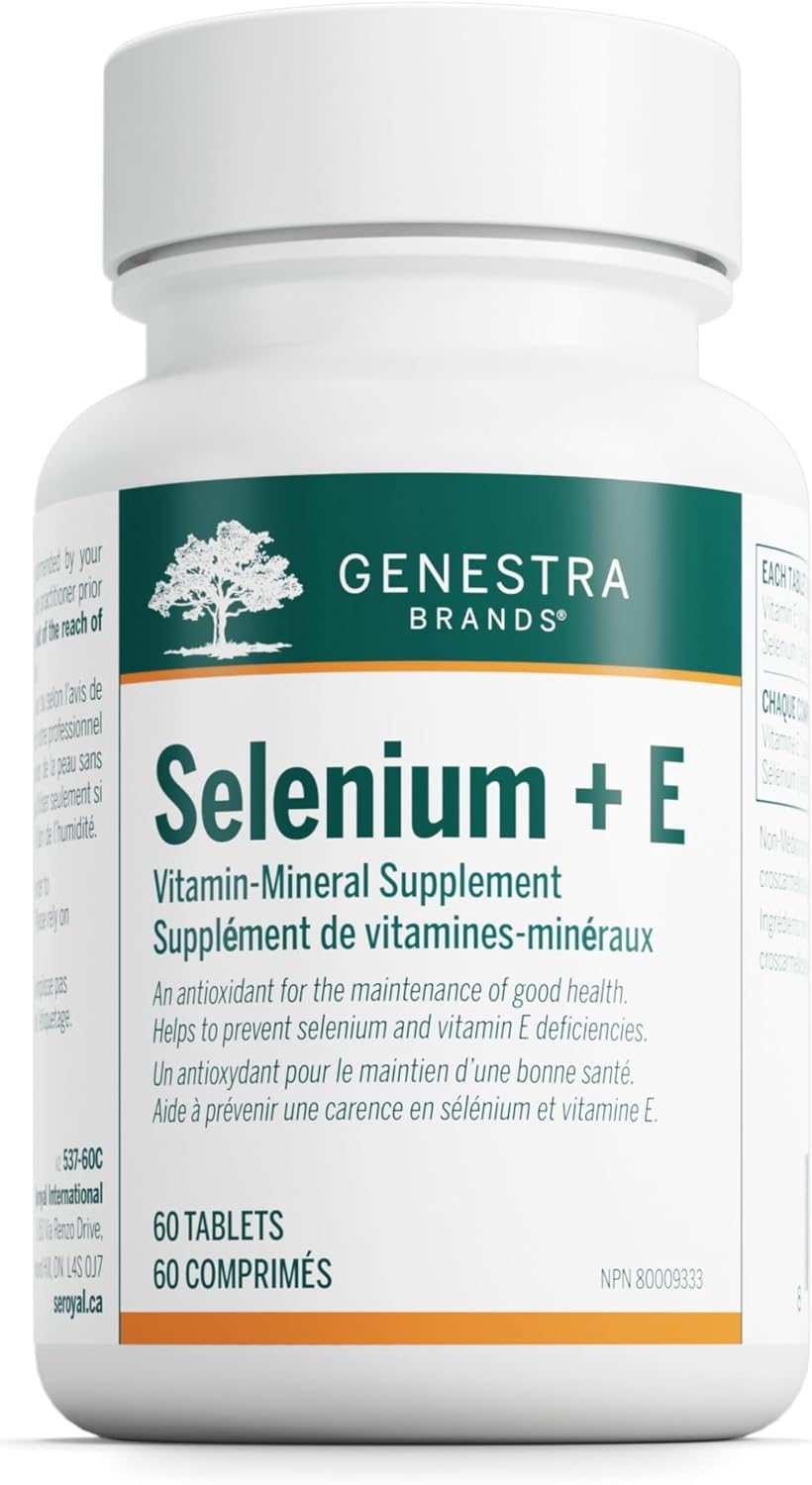 Genestra Brands Selenium and Vitamin E Supplement for Antioxidant Support - 60 Tablets