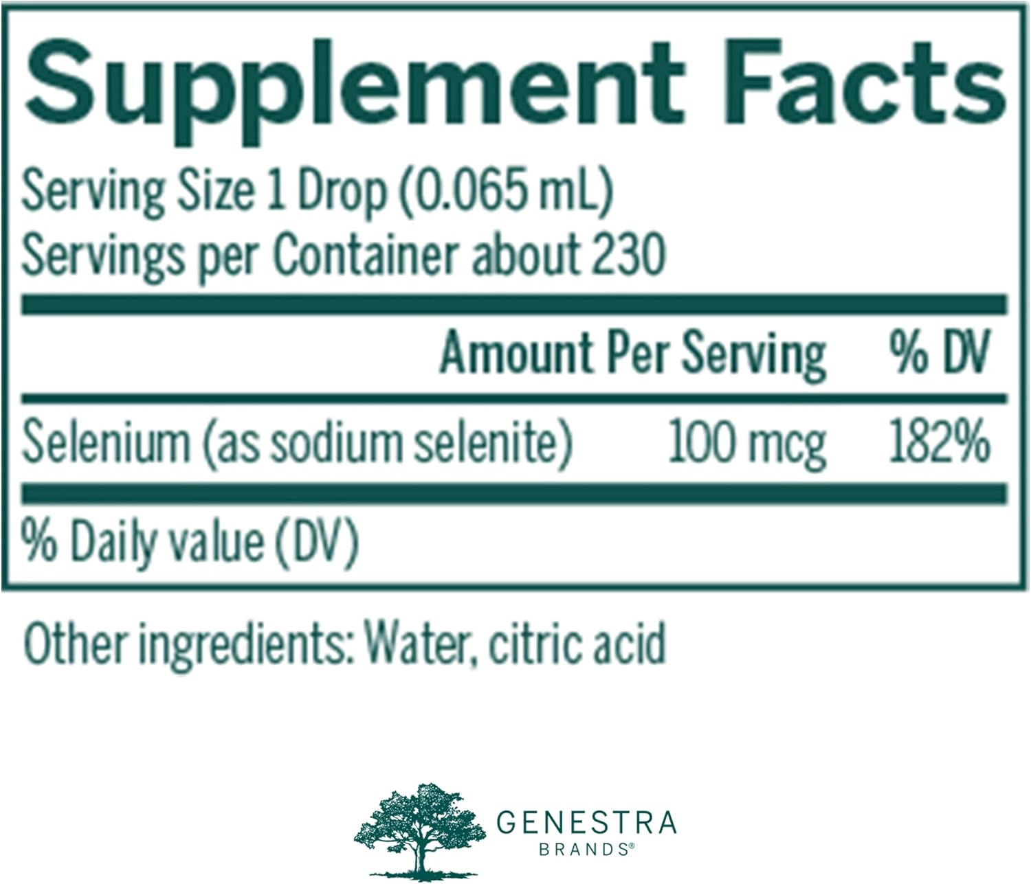 Genestra Brands Selenium CWS Antioxidant Nutrient Support 0.5 fl. oz. for Protection Against Oxidative Stress