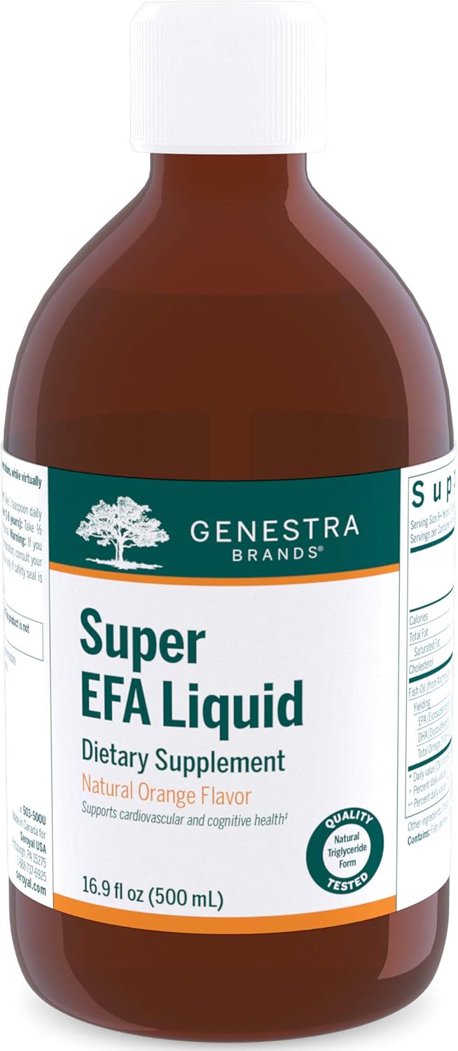 Genestra Brands Super EFA Liquid - Natural Orange Flavor | Promotes Cardiovascular Health & Brain, Eyes, Nerves in Children | 16.9 Fl Oz