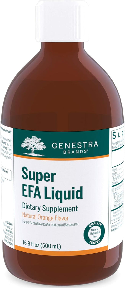 Genestra Brands Super EFA Liquid - Natural Orange Flavor | Promotes Cardiovascular Health & Brain, Eyes, Nerves in Children | 16.9 Fl Oz